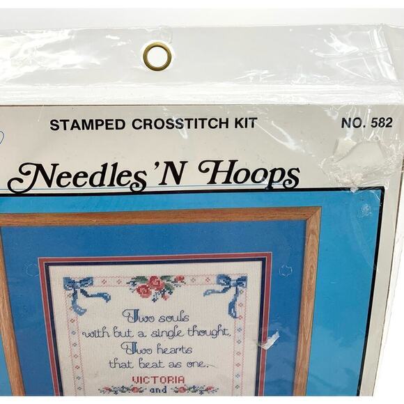 Vtg NOS 90s Needles & Hoops Marriage Themed Cross Stitch Kit “ Two Hearts”  USA - Picture 3 of 7